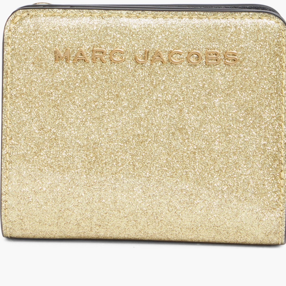 NWT Marc Jacobs Mini Glitter Compact Wallet in Gold